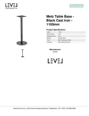 Tear Sheet: Metz Table Base - Black Cast Iron - 1100mm
