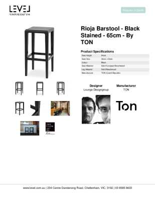 Tear Sheet: Rioja Barstool - Black Stained - 65cm - by TON