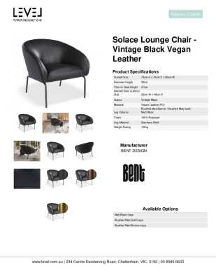 Tear Sheet: Solace Lounge Chair - Vintage Black Vegan Leather