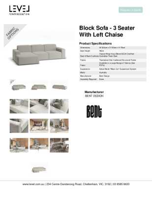 Tear Sheet: Block Sofa - 3 Seater with Left Chaise