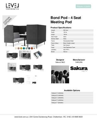Tear Sheet: Bond Pod - 4 Seat Meeting Pod