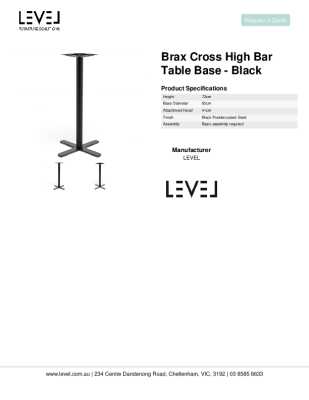 Tear Sheet: Brax Cross High Bar Table Base - Black