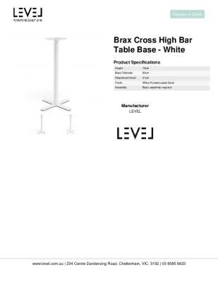 Tear Sheet: Brax Cross High Bar Table Base - White