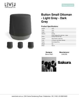 Tear Sheet: Button Small Ottoman - Light Grey - Dark Grey