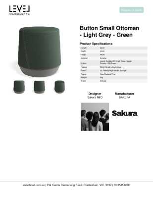 Tear Sheet: Button Small Ottoman - Light Grey - Green
