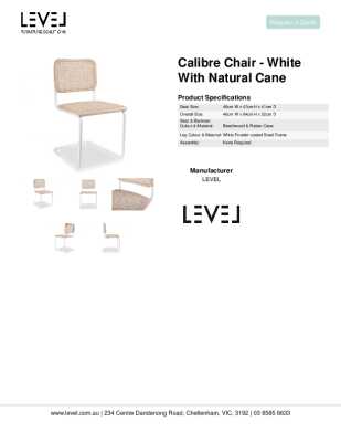 Tear Sheet: Calibre Chair - White with Natural Cane