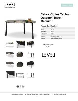 Tear Sheet: Cetara Coffee Table - Outdoor- Black - Medium 