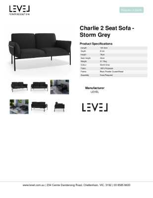 Tear Sheet: Charlie 2 Seat Sofa - Storm Grey