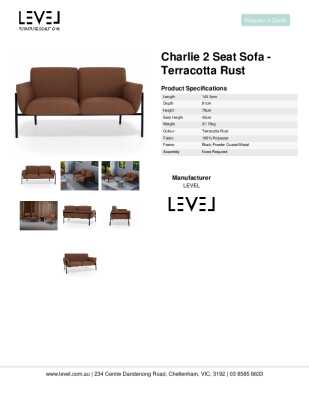 Tear Sheet: Charlie 2 Seat Sofa - Terracotta Rust