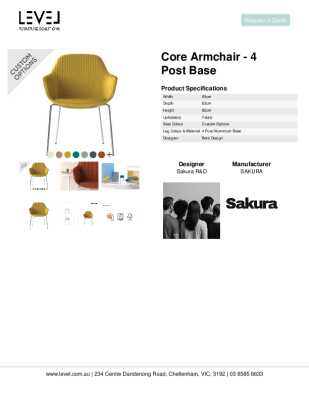 Tear Sheet: Core Armchair - 4 Post Base