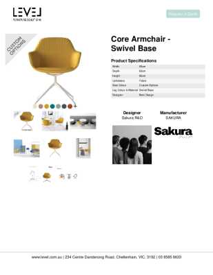 Tear Sheet: Core Armchair - Swivel Base