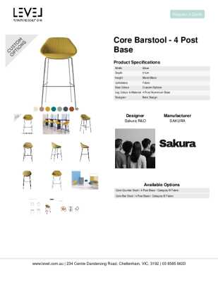 Tear Sheet: Core Barstool - 4 Post Base
