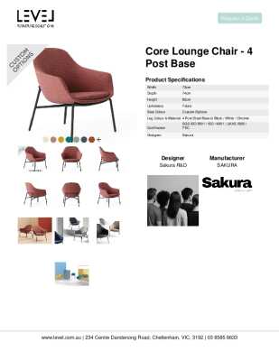 Tear Sheet: Core Lounge Chair - 4 Post Base