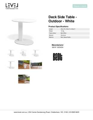 Tear Sheet: Deck Side Table - Outdoor - White