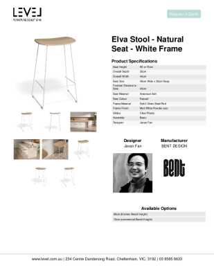 Tear Sheet: Elva Stool - Natural Seat - White Frame
