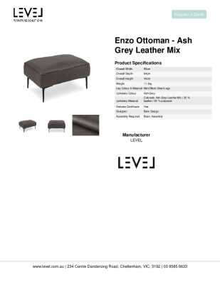 Tear Sheet: Enzo Ottoman - Ash Grey Leather Mix
