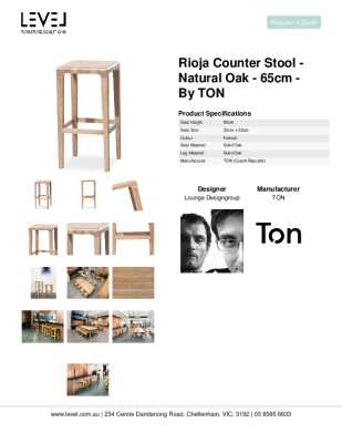 Tear Sheet: Rioja Counter Stool - Natural Oak - 65cm - by TON