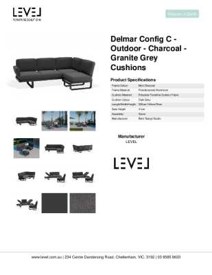 Tear Sheet: Delmar Config C - Outdoor - Charcoal - Granite Grey Cushions