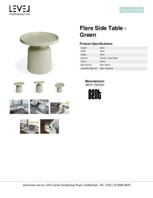 Tear Sheet: Flare Side Table - Green 