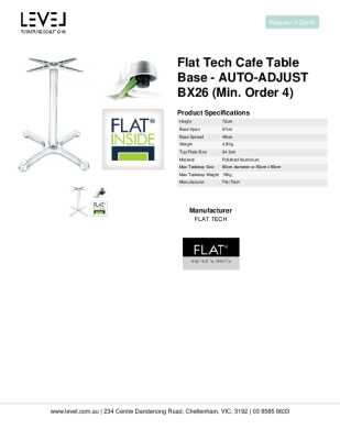 Tear Sheet: Flat Tech Cafe Table Base - AUTO-ADJUST BX26 (Min. order 4)