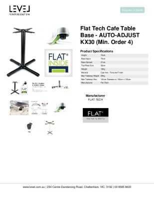 Tear Sheet: Flat Tech Cafe Table Base - AUTO-ADJUST KX30 (Min. order 4)