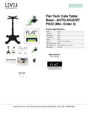 Tear Sheet: Flat Tech Cafe Table Base - AUTO-ADJUST PX23 (Min. order 4)