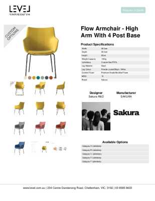 Tear Sheet: Flow Armchair - High Arm with 4 Post Base