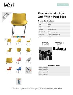 Tear Sheet: Flow Armchair - Low Arm with 4 Post Base