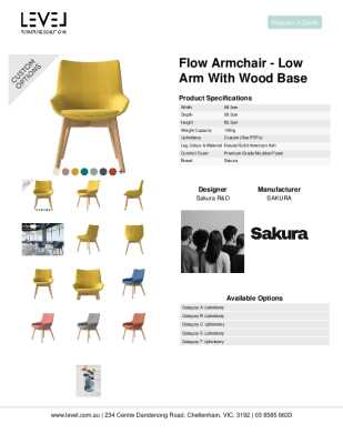 Tear Sheet: Flow Armchair - Low Arm with Wood Base