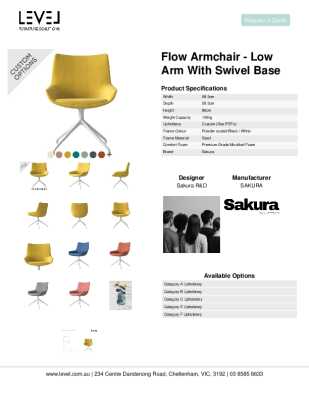 Tear Sheet: Flow Armchair - Low Arm with Swivel Base