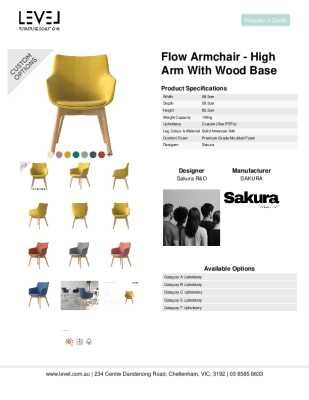 Tear Sheet: Flow Armchair - High Arm with Wood Base