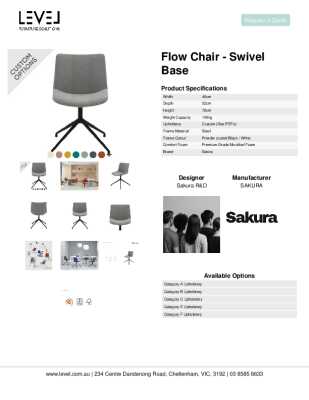 Tear Sheet: Flow Chair - Swivel Base