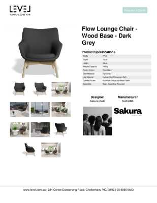 Tear Sheet: Flow Lounge Chair - Wood Base - Dark Grey