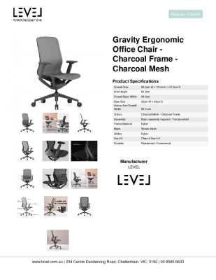 Tear Sheet: Gravity Ergonomic Office Chair - Charcoal Frame - Charcoal Mesh
