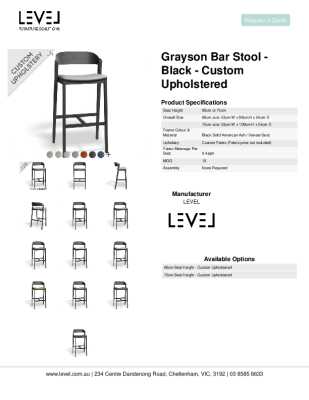 Tear Sheet: Grayson Bar Stool - Black - Custom Upholstered