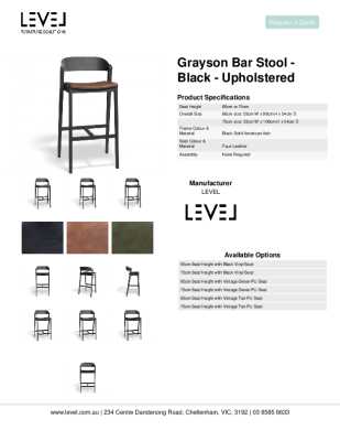 Tear Sheet: Grayson Bar Stool - Black - Upholstered