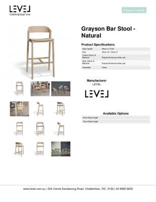Tear Sheet: Grayson Bar Stool - Natural