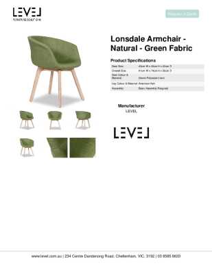 Tear Sheet: Lonsdale Armchair -  Natural - Green Fabric