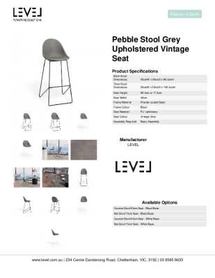 Tear Sheet: Pebble Stool Grey Upholstered Vintage Seat 