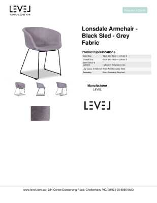 Tear Sheet: Lonsdale Armchair - Black Sled - Grey Fabric