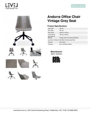 Tear Sheet: Andorra Office Chair Vintage Grey Seat