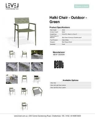 Tear Sheet: Halki Chair - Outdoor - Green