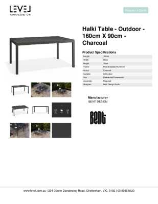 Tear Sheet: Halki Table - Outdoor - 160cm x 90cm - Charcoal 
