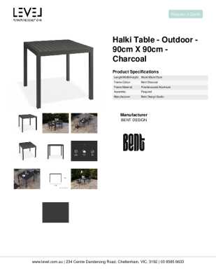 Tear Sheet: Halki Table - Outdoor - 90cm x 90cm - Charcoal 