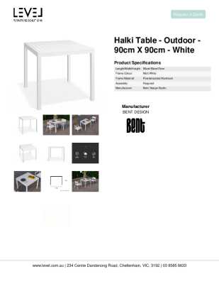 Tear Sheet: Halki Table - Outdoor - 90cm x 90cm - White