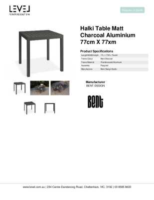 Tear Sheet: Halki Table Matt Charcoal Aluminium 77cm x 77xm