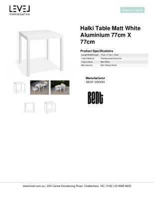 Tear Sheet: Halki Table Matt White Aluminium 77cm x 77cm