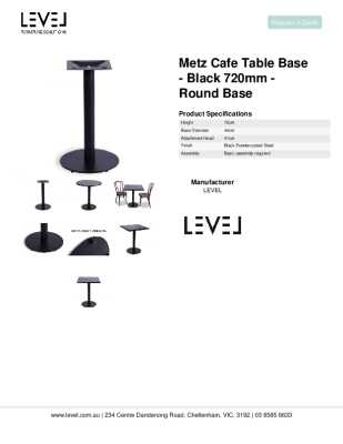Tear Sheet: Metz Cafe Table Base - Black 720mm - Round Base