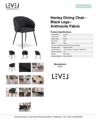 Tear Sheet: Henley Dining Chair - Black Legs - Anthracite Fabric