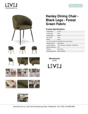 Tear Sheet: Henley Dining Chair - Black Legs - Forest Green Fabric